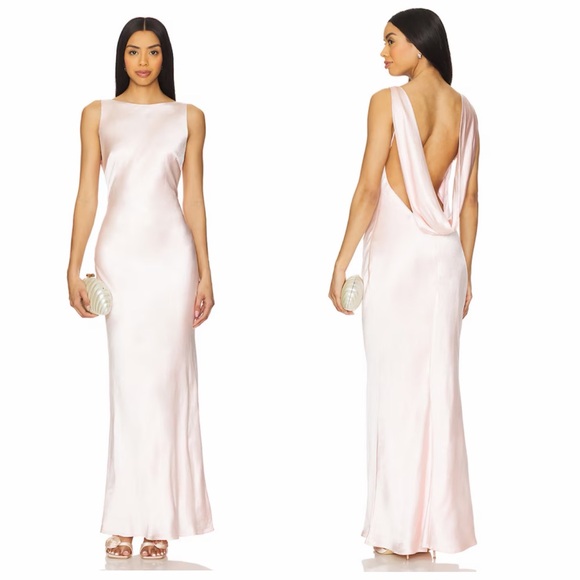 Runaway The Label Dresses & Skirts - Runaway the Label Raelyn Maxi Dress satin draped Soft Pink gown Revolve XS